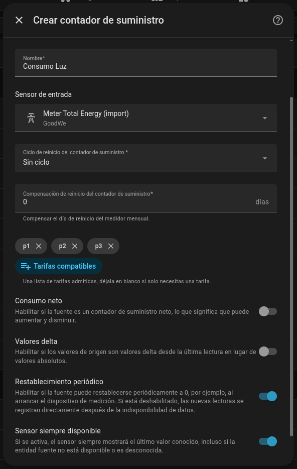Contador de suministro